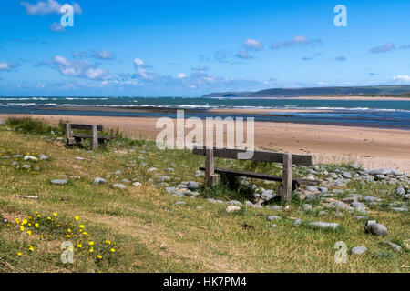 Voir : banc d'estuaire à Taw-Torridge vers Saunton Sands et Baggy Point. Banque D'Images