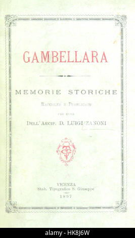 Gambellara. Memorie storiche image prise à partir de la page 5 de "Gambellara Memor Banque D'Images