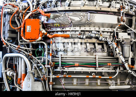 Indianapolis - Circa Janvier 2017 : extérieur d'un F135 moteur à réaction, une partie de la Rolls-Royce LiftSystem utilisés dans l'ADCAV F-35 Lightning II b Banque D'Images