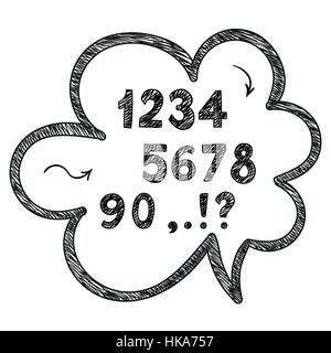 Vector hand drawn doodle nombre dans les nuages, et mathématiques des signes d'argent Illustration de Vecteur