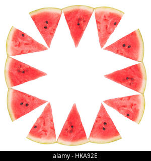 Tranches de melon du châssis on white Banque D'Images