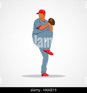 Joueur de baseball évoluant dans la distribution. Identité de marque conception de corporation de logo template isolé sur un fond blanc. Photo illustration. Banque D'Images