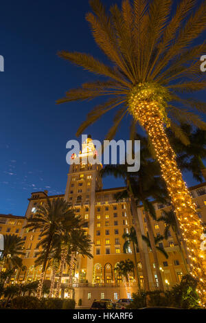 Décorations de Noël BILTMORE HÔTEL (©SHULTZE & Weaver 1926) CORAL GABLES MIAMI FLORIDA USA Banque D'Images