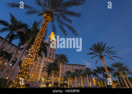 Décorations de Noël BILTMORE HÔTEL (©SHULTZE & Weaver 1926) CORAL GABLES MIAMI FLORIDA USA Banque D'Images