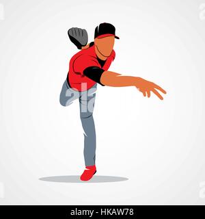 Joueur de baseball sur un fond blanc. Vector illustration. Illustration de Vecteur