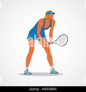 Résumé tennis player sur un fond blanc. Vector illustration. Illustration de Vecteur