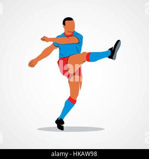 Résumé rapide le tournage d'un joueur de foot ball rugby sur un fond blanc. Vector illustration. Illustration de Vecteur