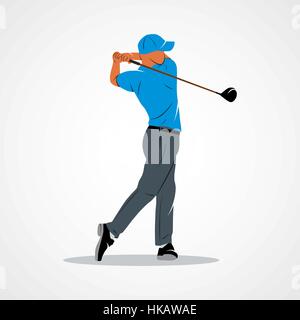 Résumé golf player, lancer la balle sur un fond blanc. Vector illustration. Illustration de Vecteur