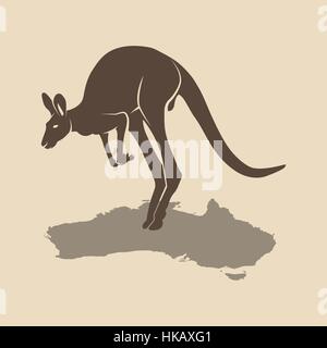 Kangourou avec l'icône d'une carte. Vector illustration. Illustration de Vecteur
