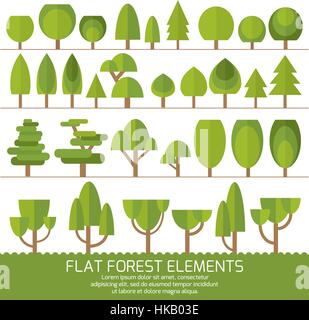 Jeu de mode de différents arbres et autres objets naturels. Sprites pour le jeu. Télévision vecteur illustration. Illustration de Vecteur