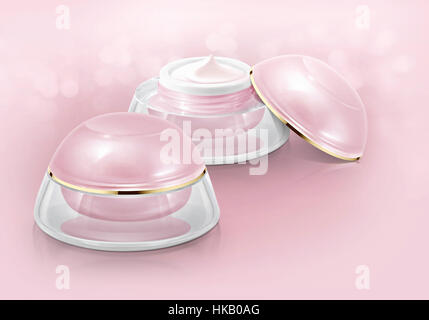 Dome rose pot cosmétique sur glitter Banque D'Images