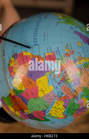 Globe, vue sur la mer Méditerranée, l'Europe de l'Ouest et l'Afrique du Nord. Banque D'Images