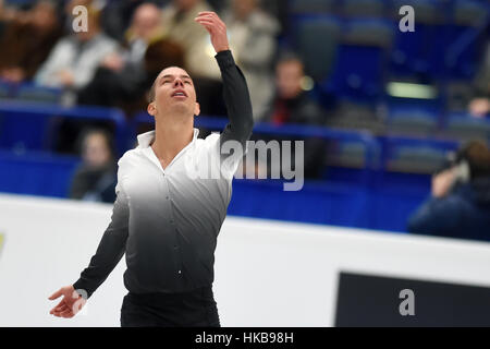 Ostrava, République tchèque. 27 Jan, 2017. Jorik Hendrickx de Belgique ses patins le programme court à l'Figure Skating Championships, à Ostrava, en République tchèque, le vendredi, Janvier 27, 2017. Photo : CTK Jaroslav Ozana/Photo/Alamy Live News Banque D'Images