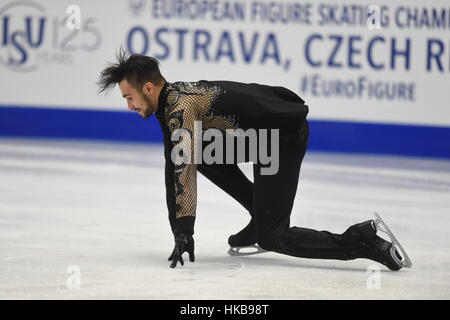 Ostrava, République tchèque. 27 Jan, 2017. Ivan Righini d'Italie ses patins le programme court à l'Figure Skating Championships, à Ostrava, en République tchèque, le vendredi, Janvier 27, 2017. Photo : CTK Jaroslav Ozana/Photo/Alamy Live News Banque D'Images