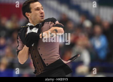 Ostrava, République tchèque. 27 Jan, 2017. Israel's Alexei Bychenko ses patins le programme court à l'Figure Skating Championships, à Ostrava, en République tchèque, le vendredi, Janvier 27, 2017. Photo : CTK Jaroslav Ozana/Photo/Alamy Live News Banque D'Images