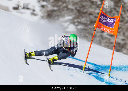 Cortina d'Ampezzo, Italie. 28 janvier, 2017. Johanna SCHNARF (Ita) qui se font concurrence sur les AUDI FIS Ski World Cup Women's downhill Race sur l'Olympia bien sûr dans les montagnes des Dolomites. Credit : Mauro Dalla Pozza/Alamy Live News Banque D'Images