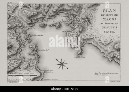 Plan du golfe de Macri anciennement Glaucus Choiseul gouffier de Sinus Gabriel Florent Auguste de 1782 Banque D'Images