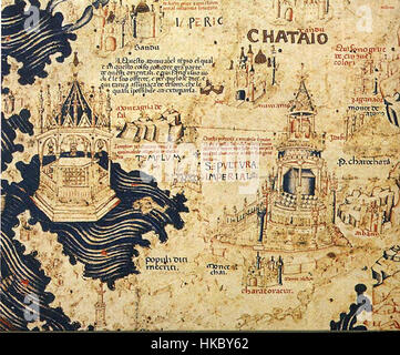 La carte Fra Mauro, créée au XVe siècle, est l'une des cartes du monde médiéval les plus importantes et les plus détaillées. Il représente une vue complexe du monde connu, mêlant géographie et mythe, créée par le cartographe vénitien Fra Mauro. Banque D'Images