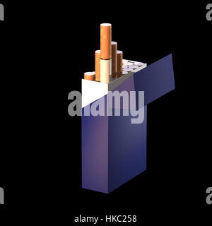 3d illustration de paquet de cigarettes sur noir Banque D'Images