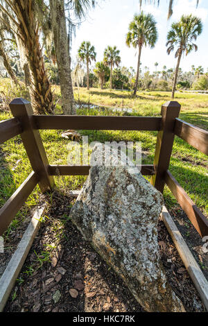 Stele II au Crystal River Archaeological State Park, en Floride. Banque D'Images