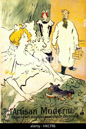 Cette affiche de 1894 d'Henri de Toulouse-Lautrec, intitulée « L'artisan moderne », met en valeur le style distinctif de l'artiste et sa contribution au design graphique moderne. Il reflète le virage de l'époque vers l'art commercial et la publicité visuelle. Banque D'Images
