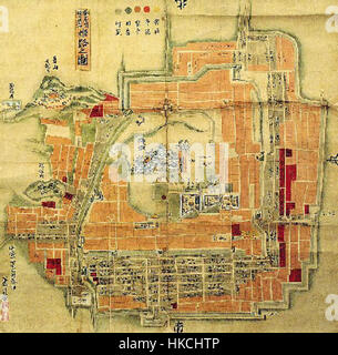 Ancienne carte d'Himeji castle Banque D'Images