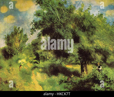 'Le poirier d'Angleterre' est une peinture impressionniste de Pierre-Auguste Renoir. La pièce dépeint une scène vibrante d’un poirier, soulignant la maîtrise de Renoir dans la capture de la lumière et des formes naturelles. Banque D'Images