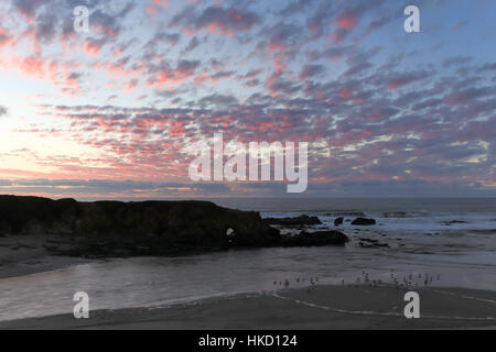 Coucher du soleil à Pescadero State Beach Banque D'Images