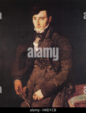 Le portrait de Jean François Gilibert par Jean Auguste Dominique Ingres représente le médecin français, soulignant sa présence intellectuelle et son habillement de manière raffinée et détaillée. Banque D'Images