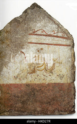 'Grab der Nereide' (tombe des Néréides) est une peinture d'un artiste inconnu, représentant une scène mythique liée aux Néréides de la mythologie grecque. La peinture capture l'atmosphère romantique et sereine du monde sous-marin, reflétant des thèmes classiques et la beauté naturelle dans la représentation de ces nymphes de mer. Banque D'Images