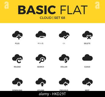 Ensemble de base d'icônes cloud Illustration de Vecteur