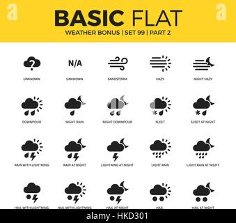 Ensemble de base d'icônes bonus météo Illustration de Vecteur