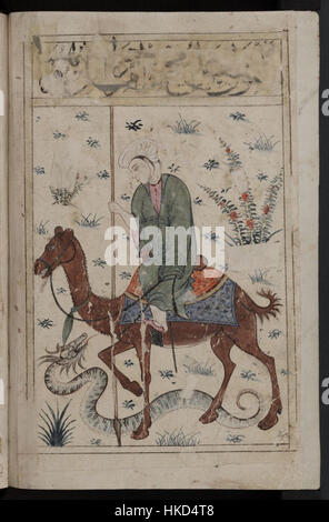 Kitab al Bulhan homme sur camel avec snake Banque D'Images