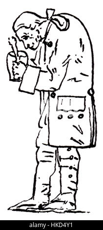 Immanuel Kant, un philosophe allemand, dans un dessin qui reflète son influence sur la philosophie moderne, particulièrement dans les domaines de l'épistémologie et de l'éthique. Banque D'Images
