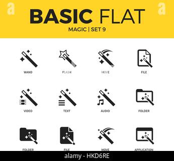 Ensemble de base d'icônes magique Illustration de Vecteur