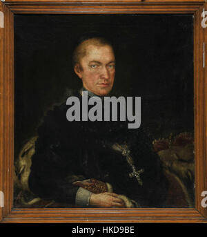 Le portrait de Rupertus II. von Neuenstein représente une figure noble de la fin du moyen âge. Connue pour son rôle dans l'aristocratie allemande, l'œuvre met en évidence son statut et son autorité par sa composition formelle et son attention aux détails dans la représentation des vêtements et des regalia. Banque D'Images