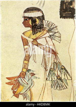 Cette image haute résolution du tombeau de Menna représente l'œuvre d'art détaillée montrant une scène de la fille de Menna, une figure importante dans l'ancien enterrement égyptien Banque D'Images