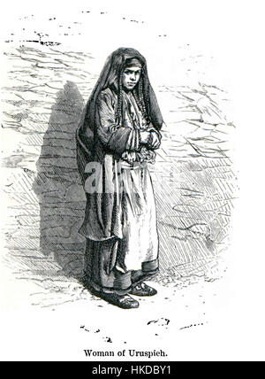 Cette image représente une illustration du livre 'voyages dans le Caucase central et Bash' par un artiste inconnu. L’œuvre capture la géographie unique de la région et les expériences des voyageurs dans cette région reculée du Caucase au 19ème siècle. Banque D'Images