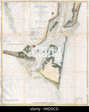 1866 U.S.C.S. Plan de Cape Fear et environs, North Carolina Geographicus uscs CapeFearRiver 1866 Banque D'Images