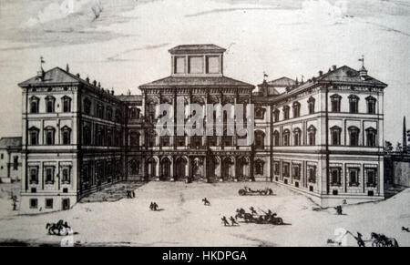 Le palais Barberini à Rome, chef-d'œuvre de l'architecture baroque, présente un design grandiose et une signification historique. Conçu par des architectes renommés tels que Carlo Maderno et Gian Lorenzo Bernini, le palais reflète l'opulence de l'architecture italienne du XVIIe siècle. Banque D'Images