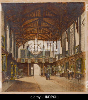 L'aquarelle par Aug. Wijnantz représente la salle gothique, mettant en valeur sa beauté architecturale avec de délicats coups de pinceau. La pièce capture le design complexe et la grandeur de l'architecture gothique, caractéristique de l'époque. Banque D'Images