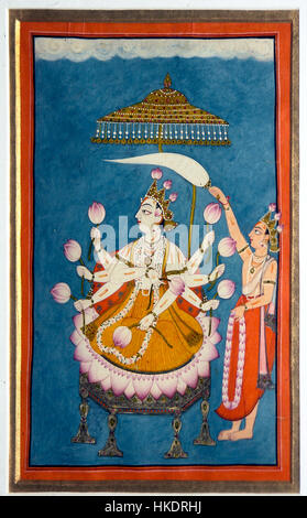 Cette sculpture du Dieu hindou Vishnu, portant des fleurs de lotus, fait partie de la collection du Musée national de New Delhi. Il représente une représentation commune de Vishnu comme symbole de création, de préservation et d'ordre cosmique dans l'hindouisme. Banque D'Images