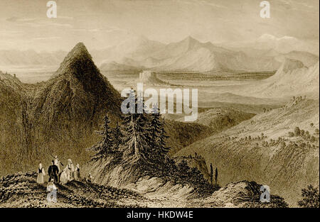 Cette peinture de 1882 de Christopher Wordsworth capture la vue d'Athènes depuis le mont Hymettus, reflétant le paysage historique de la ville et sa beauté classique à la fin du XIXe siècle. Banque D'Images