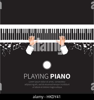 L'homme joue du piano. Pianiste. Grand piano et une chaise. Instrument de musique. Vector illustration Illustration de Vecteur