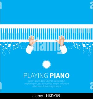L'homme joue du piano. Pianiste. Grand piano et une chaise. Instrument de musique. Vector illustration Illustration de Vecteur