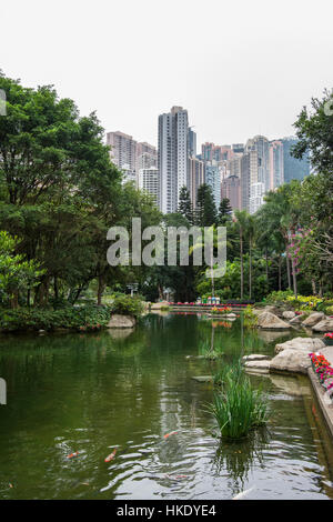 Le lac à Hong Kong Park Banque D'Images