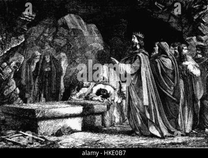 David et le tombeau d'Abner est une peinture classique représentant l'histoire biblique de David pleurant la mort d'Abner. L'œuvre capture le chagrin et la solennité du moment, avec une forte profondeur émotionnelle. Banque D'Images