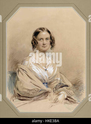 *Le portrait de *Emma Darwin* de George Richmond* de 1840 met en valeur une figure importante de l'histoire britannique. Cette œuvre capture la ressemblance d'Emma Darwin, épouse de Charles Darwin, offrant un aperçu de la vie personnelle du célèbre naturaliste. Banque D'Images