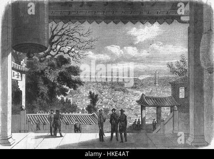 Le tableau « quartier général des Alliés, Canton » représente le quartier général militaire des forces alliées à Canton (Guangzhou) pendant la seconde guerre de l'opium. L'œuvre capture un moment historique de l'histoire chinoise, illustrant la présence militaire et les tensions pendant le conflit. Banque D'Images