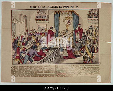 Ce tableau représente la mort du pape Pie IX, un moment important de l'histoire religieuse du XIXe siècle. L'œuvre d'art capture la solennité et la révérence entourant le décès du pape en 1878. Banque D'Images